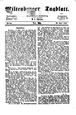 Miltenberger Tagblatt Freitag 28. April 1865