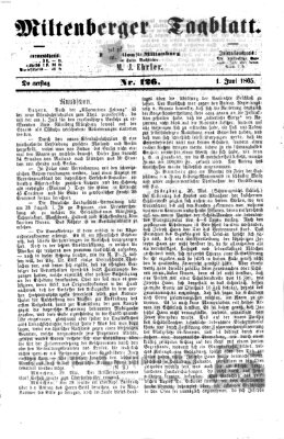 Miltenberger Tagblatt Donnerstag 1. Juni 1865