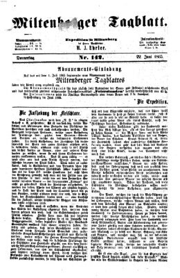 Miltenberger Tagblatt Donnerstag 22. Juni 1865