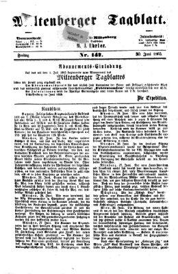 Miltenberger Tagblatt Freitag 30. Juni 1865