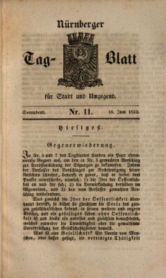 Nürnberger Tag-Blatt für Stadt und Umgegend Samstag 16. Juni 1832