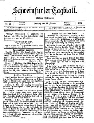 Schweinfurter Tagblatt Samstag 14. Februar 1863