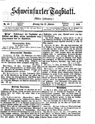 Schweinfurter Tagblatt Montag 16. Februar 1863