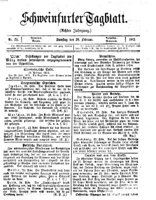 Schweinfurter Tagblatt Samstag 28. Februar 1863