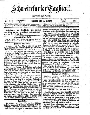 Schweinfurter Tagblatt Samstag 14. Januar 1865