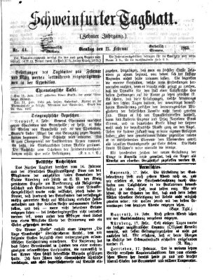 Schweinfurter Tagblatt Dienstag 21. Februar 1865