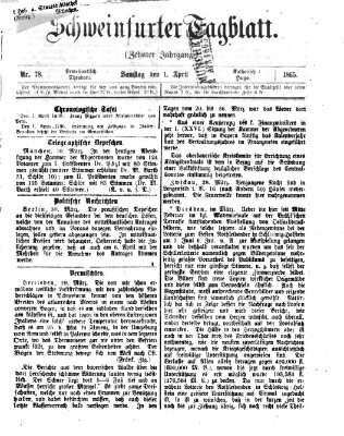 Schweinfurter Tagblatt Samstag 1. April 1865