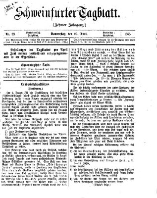 Schweinfurter Tagblatt Donnerstag 20. April 1865