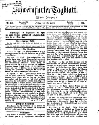 Schweinfurter Tagblatt Freitag 28. April 1865