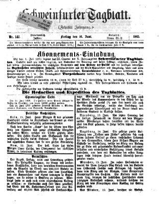 Schweinfurter Tagblatt Freitag 16. Juni 1865