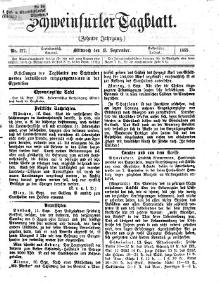 Schweinfurter Tagblatt Mittwoch 13. September 1865