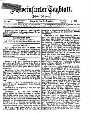 Schweinfurter Tagblatt Donnerstag 7. Dezember 1865