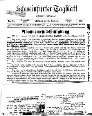 Schweinfurter Tagblatt Mittwoch 13. Dezember 1865