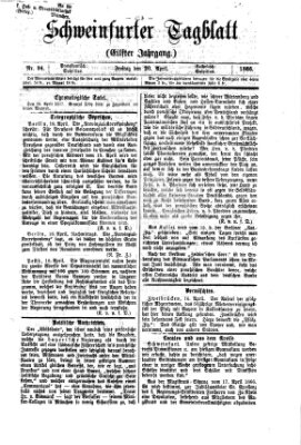 Schweinfurter Tagblatt Freitag 20. April 1866