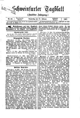 Schweinfurter Tagblatt Donnerstag 21. Februar 1867