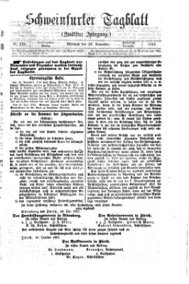 Schweinfurter Tagblatt Mittwoch 20. November 1867