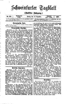 Schweinfurter Tagblatt Freitag 13. Dezember 1867