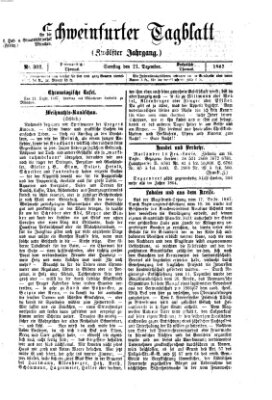 Schweinfurter Tagblatt Samstag 21. Dezember 1867