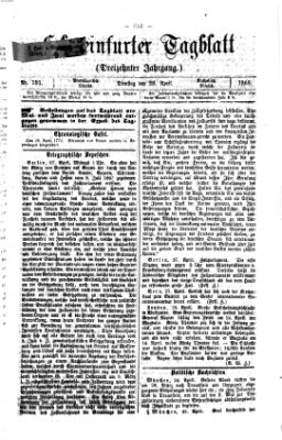 Schweinfurter Tagblatt Dienstag 28. April 1868