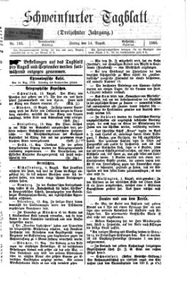 Schweinfurter Tagblatt Freitag 14. August 1868