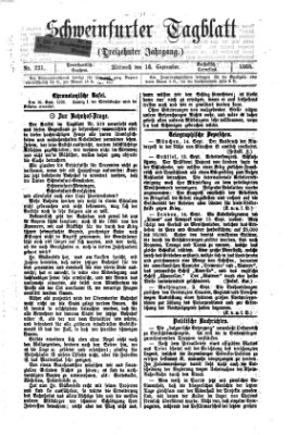 Schweinfurter Tagblatt Mittwoch 16. September 1868