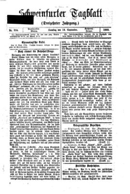 Schweinfurter Tagblatt Samstag 19. September 1868