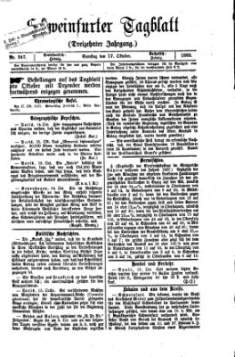 Schweinfurter Tagblatt Samstag 17. Oktober 1868