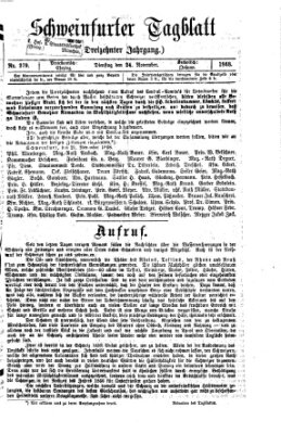 Schweinfurter Tagblatt Dienstag 24. November 1868