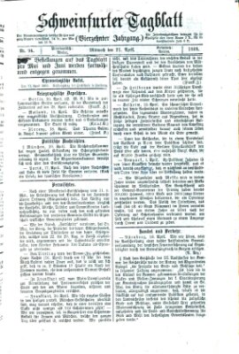 Schweinfurter Tagblatt Mittwoch 21. April 1869