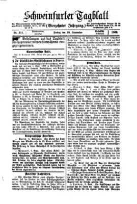 Schweinfurter Tagblatt Freitag 10. September 1869