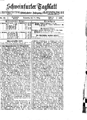 Schweinfurter Tagblatt Donnerstag 17. März 1870