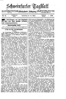 Schweinfurter Tagblatt Donnerstag 21. April 1870