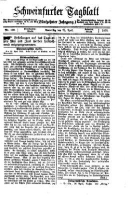 Schweinfurter Tagblatt Donnerstag 28. April 1870