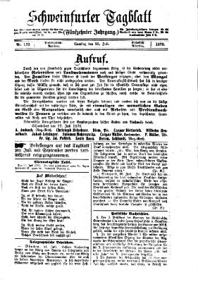 Schweinfurter Tagblatt Samstag 23. Juli 1870