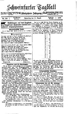 Schweinfurter Tagblatt Donnerstag 11. August 1870