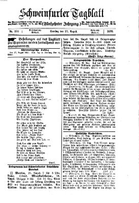 Schweinfurter Tagblatt Samstag 27. August 1870