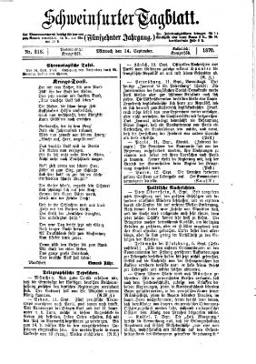 Schweinfurter Tagblatt Mittwoch 14. September 1870