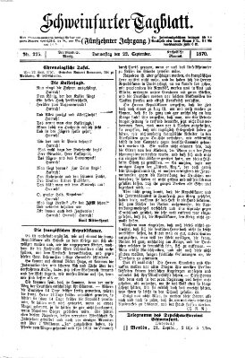 Schweinfurter Tagblatt Donnerstag 22. September 1870