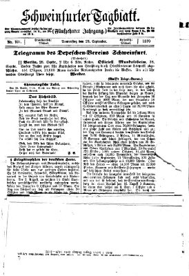 Schweinfurter Tagblatt Donnerstag 29. September 1870