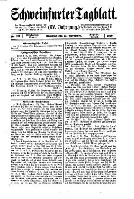 Schweinfurter Tagblatt Mittwoch 23. November 1870