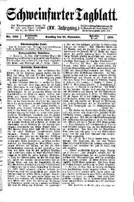 Schweinfurter Tagblatt Samstag 26. November 1870