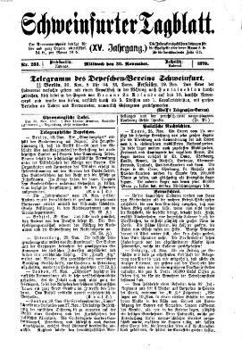 Schweinfurter Tagblatt Mittwoch 30. November 1870