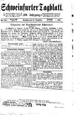 Schweinfurter Tagblatt Samstag 10. Dezember 1870