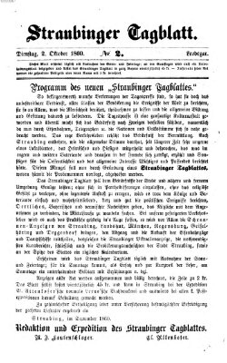 Straubinger Tagblatt Dienstag 2. Oktober 1860