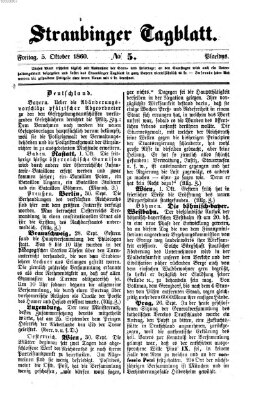 Straubinger Tagblatt Freitag 5. Oktober 1860