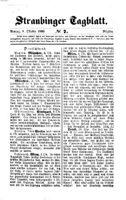 Straubinger Tagblatt Montag 8. Oktober 1860