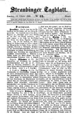 Straubinger Tagblatt Samstag 13. Oktober 1860