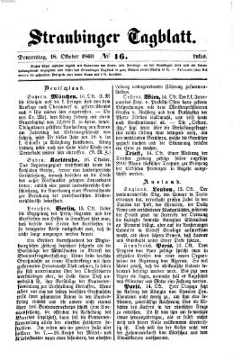 Straubinger Tagblatt Donnerstag 18. Oktober 1860