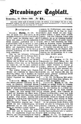 Straubinger Tagblatt Donnerstag 25. Oktober 1860