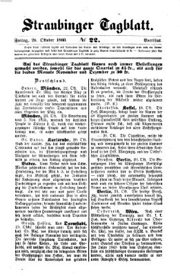 Straubinger Tagblatt Freitag 26. Oktober 1860